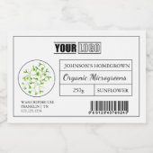 Aangepaste Logo & Barcode Verse Biologische Microg Voedselcontainer Etiket (Enkel label)