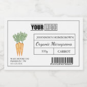 Aangepaste Logo & Barcode Wortel Microgreens Voedselcontainer Etiket (Enkel label)