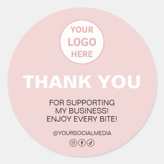 Aangepaste Logo Bedankt Bakkerij Business Ronde Sticker (Voorkant)