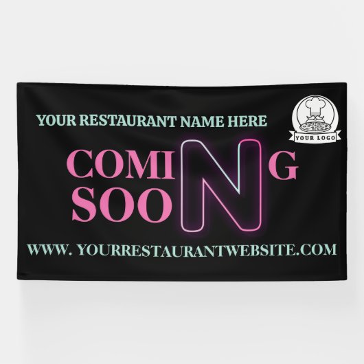 Aangepaste Logo binnenkort verkrijgbaar Restaurant Spandoek (Horizontaal)