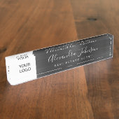 Aangepaste Logo Black Elegant Professional Naambordje (Zijkant)