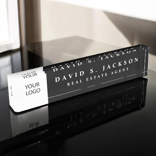 Aangepaste Logo Black Elegant Professional Naambordje