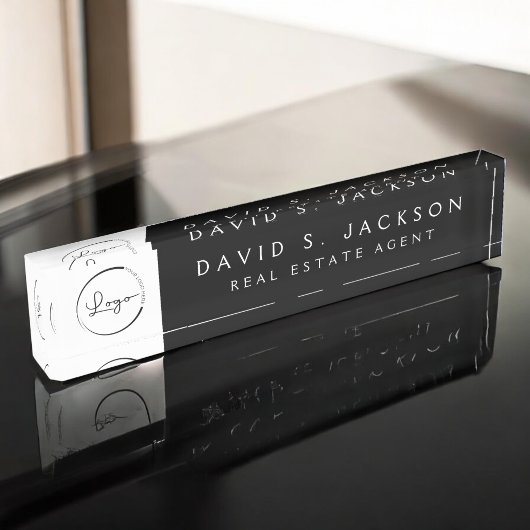 Aangepaste Logo Black Elegant Professional Naambordje