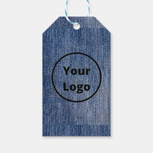 Aangepaste logo blauwe denim afdrukken cadeaulabel
