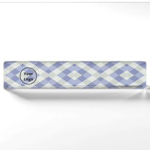 Aangepaste logo blauwe en witte geometrische afdru naambordje