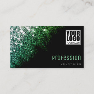 Aangepaste Logo Blauwgroen Glitter Professional Visitekaartje