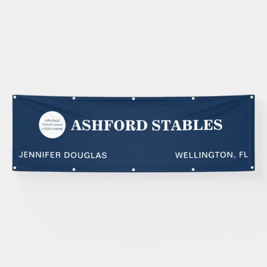 Aangepaste Logo Blue Equestrian Stall Horse Show Spandoek (Horizontaal)