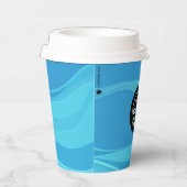 Aangepaste Logo Blue Waves Papier Cup 8oz Papieren Bekers (Rechts)