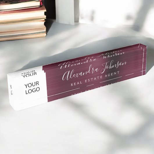 Aangepaste Logo Bourgogne Elegant Professional Naambordje