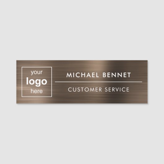 Aangepaste Logo Bronze Brown Professional Business Naamplaatje (Voorkant)