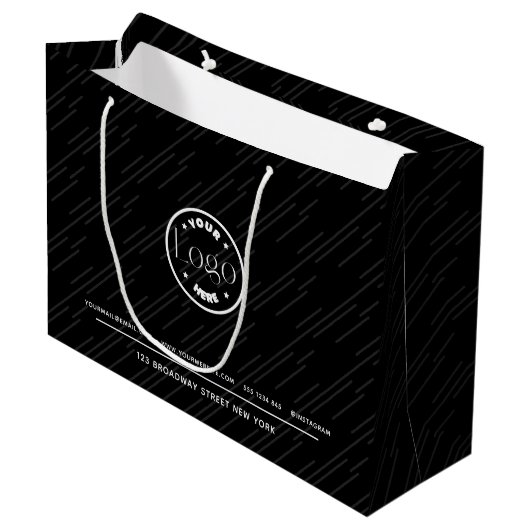 Aangepaste Logo | Business Promotion Black & White Groot Cadeauzakje (Voorkant Gekanteld)