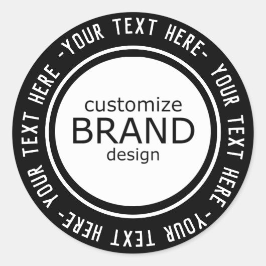 Aangepaste Logo Business Round Stickers zwart-wit (Voorkant)