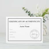 Aangepaste Logo Certificaat van Echtheid voor Kuns Feestdagenkaart (Staand voorkant)