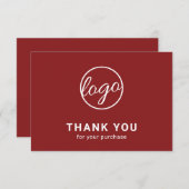 Aangepaste Logo eenvoudige, moderne Bourgogne Bedankkaart (Voorkant / Achterkant)