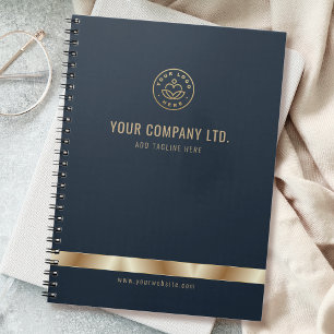 Aangepaste Logo Elegant Blauw Goud Notitieboek