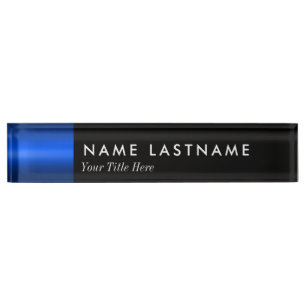 Aangepaste Logo Elegant Minimalistisch Zwart Blauw Naambordje