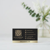 Aangepaste Logo Elegant Zwart Goud QR Code Visitekaartje (Staand voorkant)