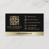 Aangepaste Logo Elegant Zwart Goud QR Code Visitekaartje (Voorkant)