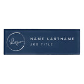 Aangepaste Logo Elegante Navy Blue Magnet Titel Naambadge (Voorkant)