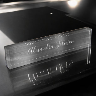 Aangepaste Logo elegante zwarte desktop Naambordje