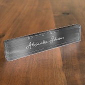 Aangepaste Logo elegante zwarte desktop Naambordje (Zijkant)