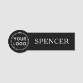 Aangepaste logo en naam bedrijfspersoneel zwart naamplaatje (Voorkant)