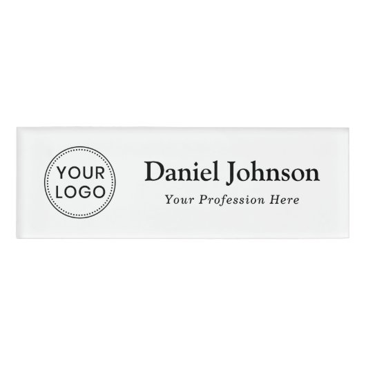 Aangepaste logo en naam sjabloon wit professional naambadge (Voorkant)