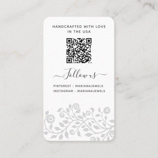 Aangepaste Logo- en QR-code Witte oormerken Weerga Visitekaartje (Achterkant)