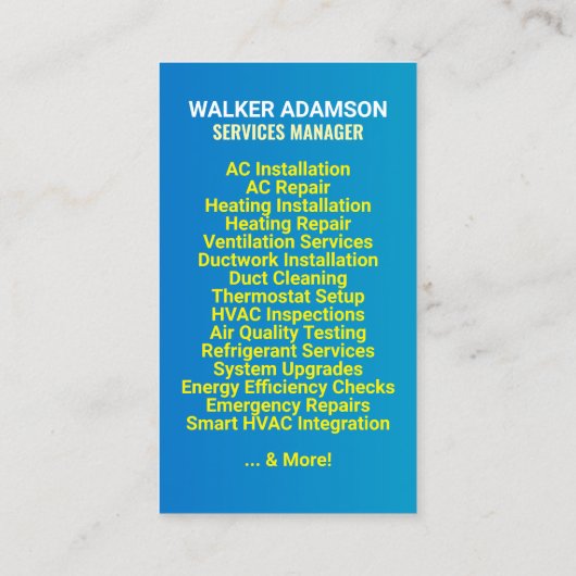 Aangepaste Logo en slogan | Verwarming en koeling  Visitekaartje (Achterkant)