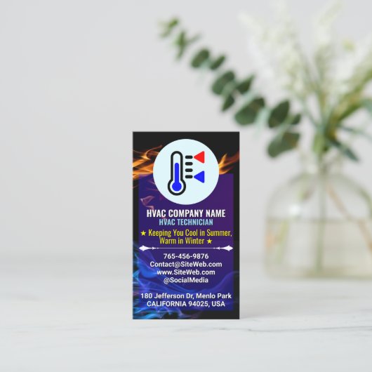 Aangepaste Logo en slogan | Verwarming en koeling  Visitekaartje (Staand voorkant)