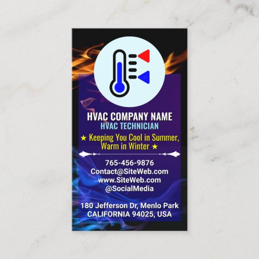 Aangepaste Logo en slogan | Verwarming en koeling  Visitekaartje (Voorkant)