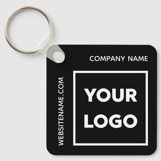 Aangepaste Logo en tekst Business Swag Black Sleutelhanger (Voorkant)