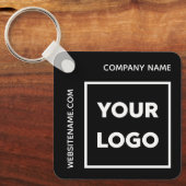 Aangepaste Logo en tekst Business Swag Black Sleutelhanger (Voorkant)