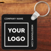 Aangepaste Logo en tekst Business Swag Black Sleutelhanger (Achterkant)
