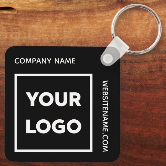 Aangepaste Logo en tekst Business Swag Black Sleutelhanger (Achterkant)