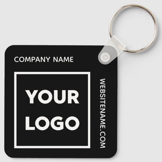 Aangepaste Logo en tekst Business Swag Black Sleutelhanger (Achterkant)