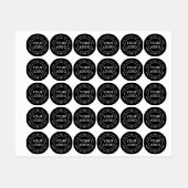 Aangepaste logo en tekst ronde zwarte stof kleding labels (Vel)