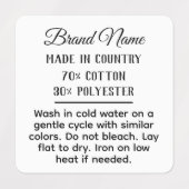 Aangepaste logo en tekst vierkante zwarte stof kle labels (Design 1)