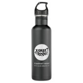 Aangepaste Logo en tekst zwart Waterfles (Voorkant)