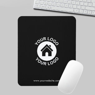 Aangepaste Logo- en tekstbeveiliging - Black Mouse Muismat