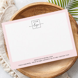 Aangepaste logo- en tekstlichtroze rand modern notitiekaartje