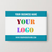 Aangepaste Logo en Tekstnaam Business Button Sjabl (Voorkant)