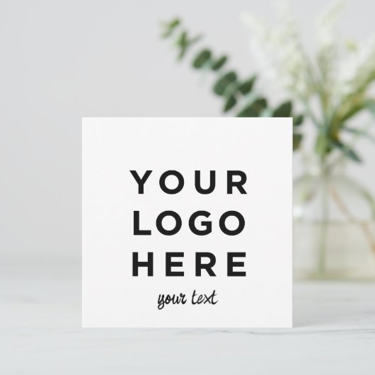 Aangepaste logo- en tekstscript-vierkant uitnodigi (Staand voorkant)
