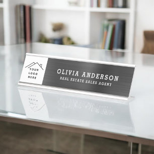 Aangepaste Logo Executive Black Professional Bureau Naambordje