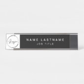 Aangepaste Logo Executive Black Professional Bureau Naambordje (Voorkant)