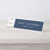 Aangepaste Logo Executive Navy Blue Professional Bureau Naambordje (Voorkant)