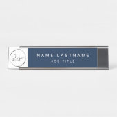 Aangepaste Logo Executive Navy Blue Professional Bureau Naambordje (Voorkant)