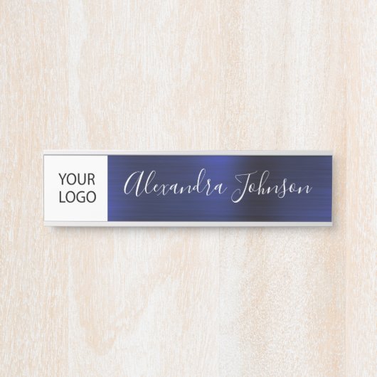 Aangepaste Logo Executive Navy Blue Professional Deurbordje (Voorkant)