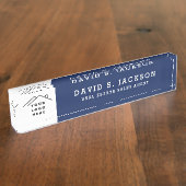 Aangepaste Logo Executive Navy Blue Professional Naambordje (Zijkant)