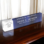 Aangepaste Logo Executive Navy Blue Professional Naambordje